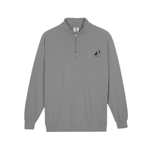 Cat & Crescent Moon Quarter-Zip — Same Moon Sisters product photo