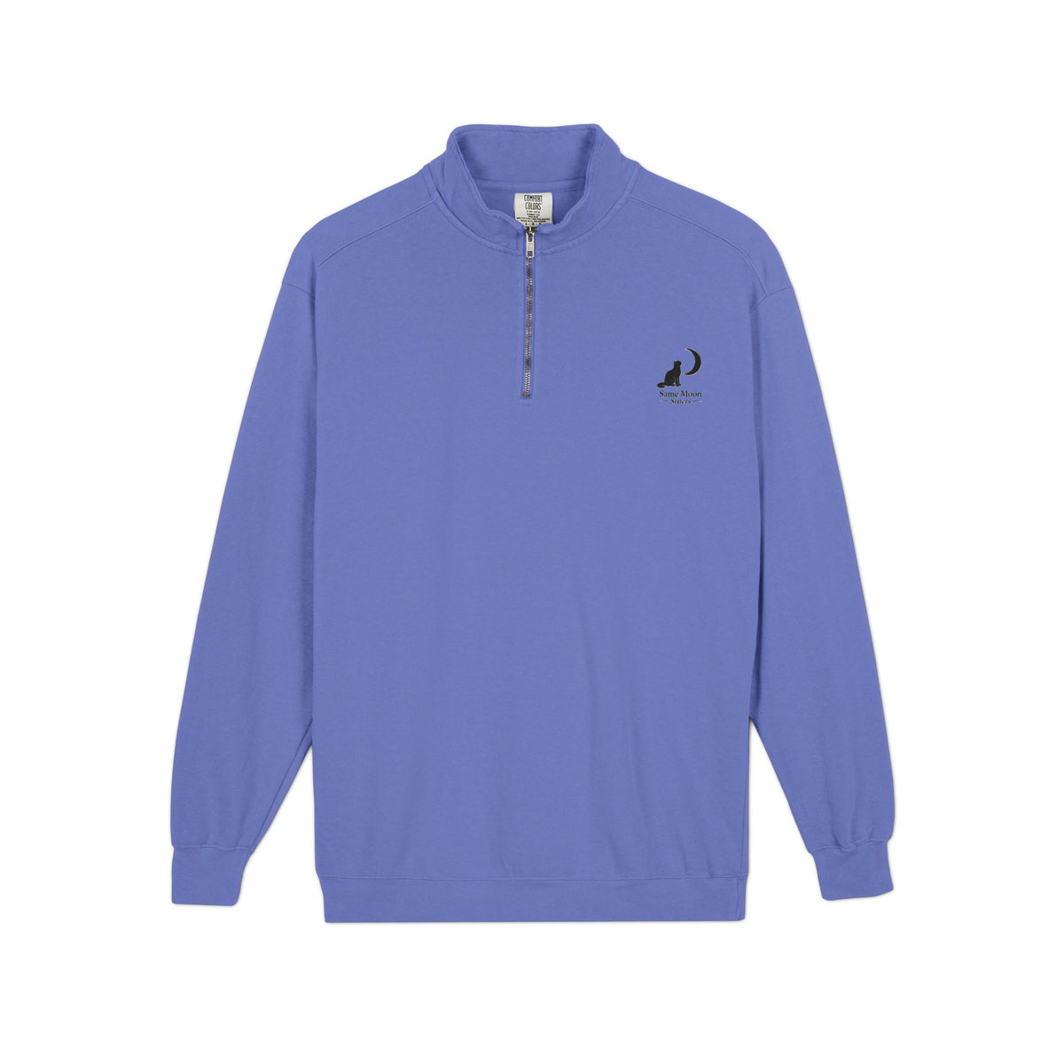 Cat & Crescent Moon Quarter-Zip — Same Moon Sisters product photo