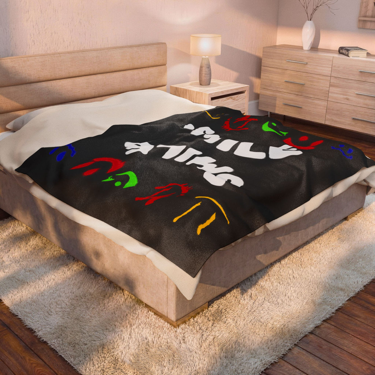 All Smiles — Graffiti Plush Blanket — Same Moon Sisters product image