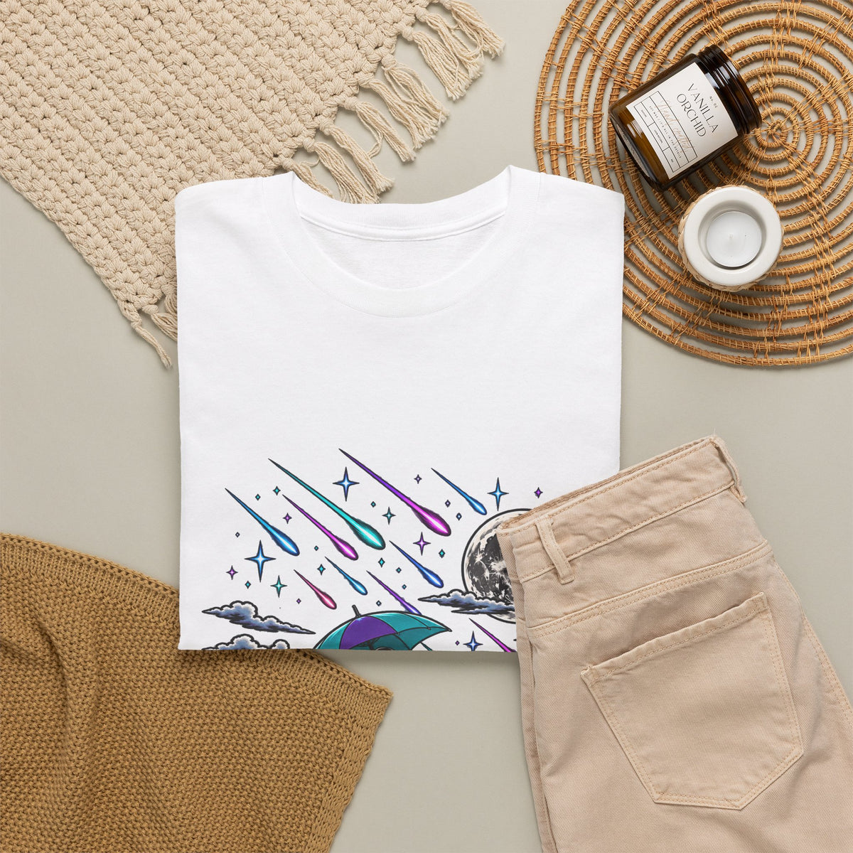 Raining Stars — Celestial Rain Graphic Tee — Same Moon Sisters product image
