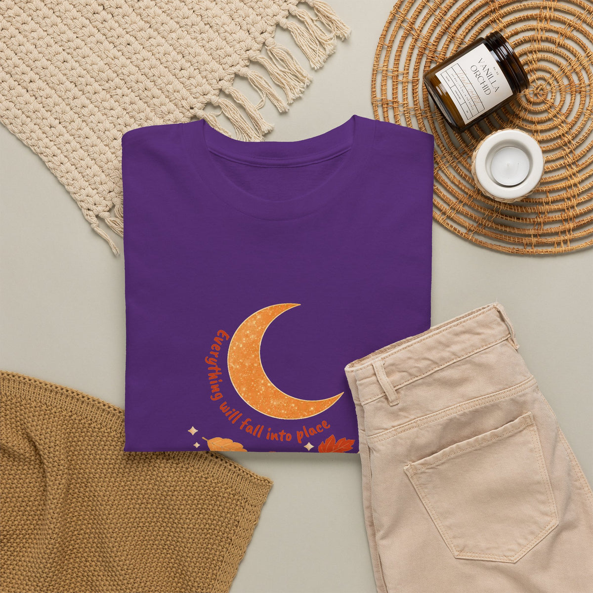Fall Crescent Moon Graphic Tee — Same Moon Sisters product image