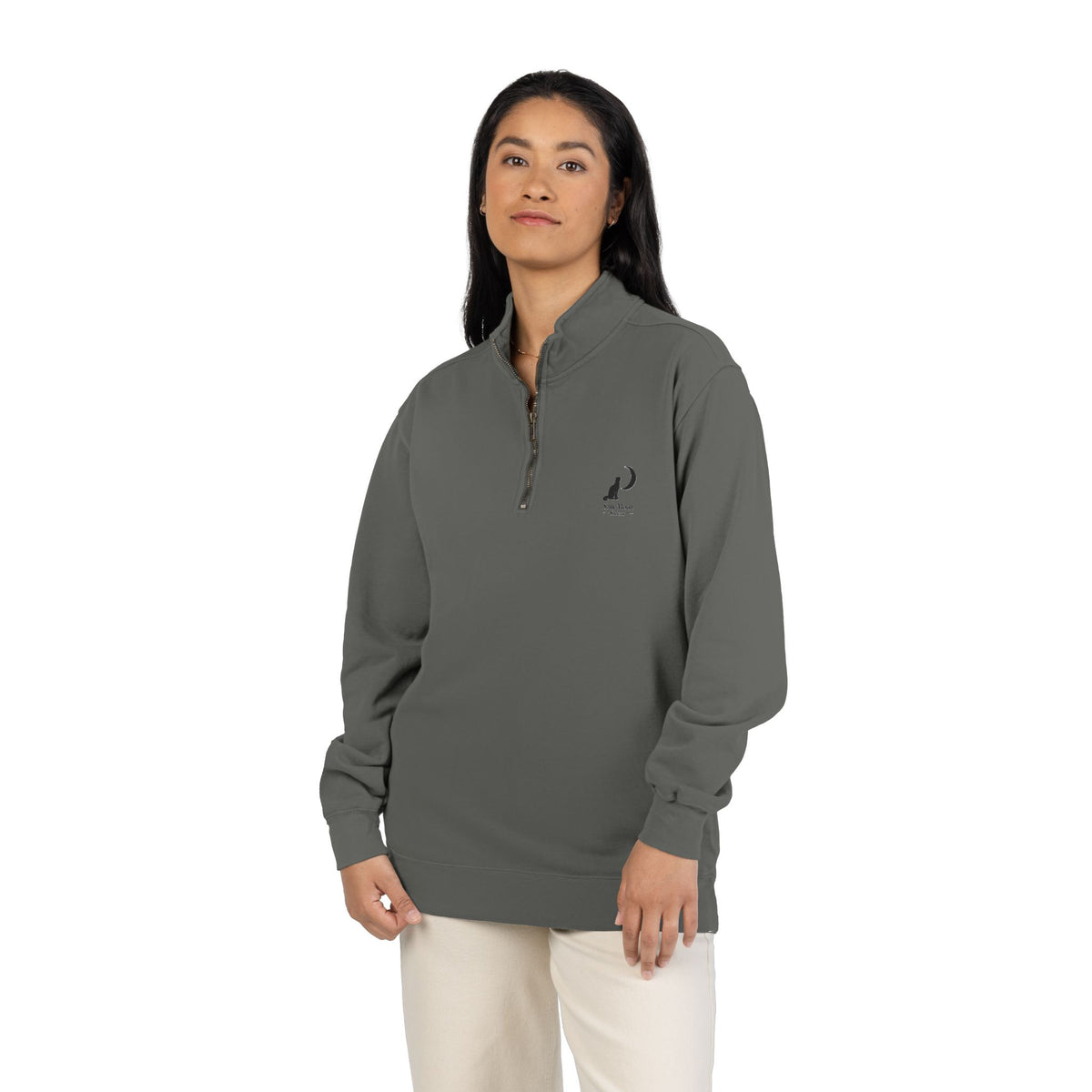 Cat & Crescent Moon Quarter-Zip — Same Moon Sisters product image