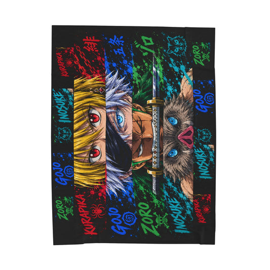 Anime Character Collage — Plush Blanket — Same Moon Sisters product image