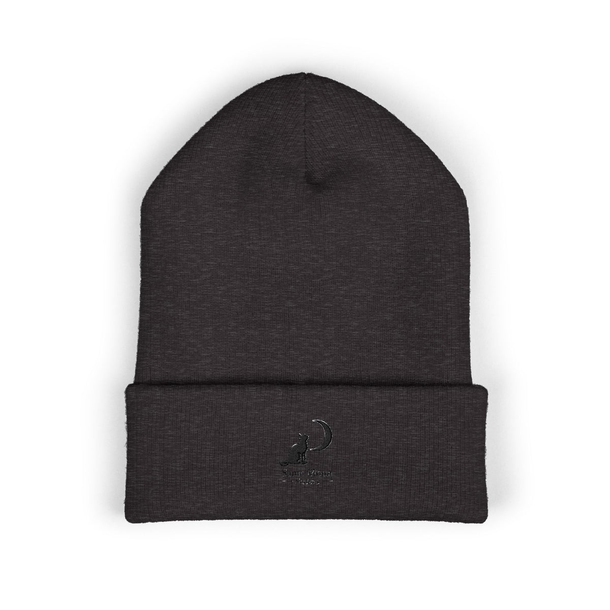 Cat & Crescent Moon Cuffed Beanie — Same Moon Sisters product image