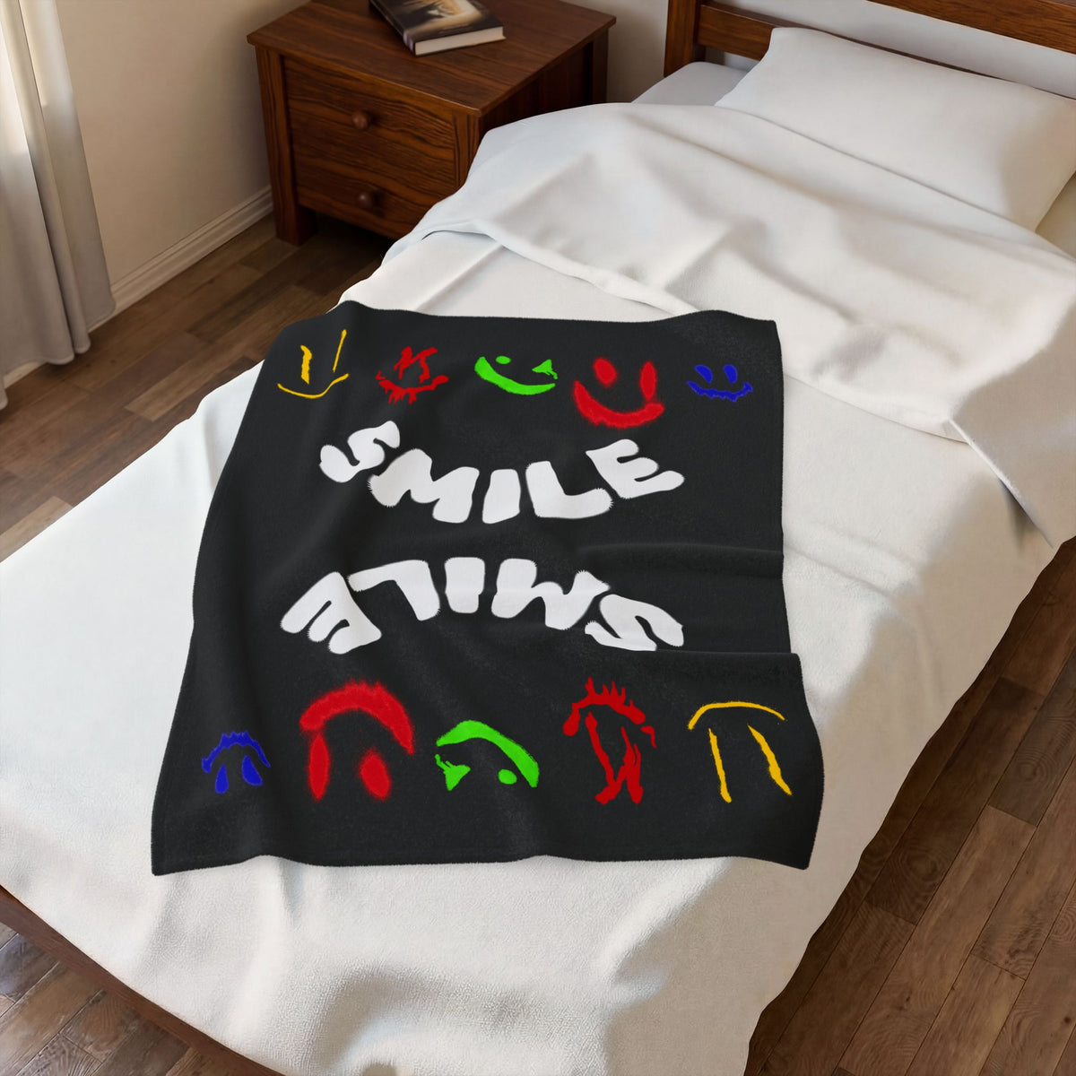 All Smiles — Graffiti Plush Blanket — Same Moon Sisters product image