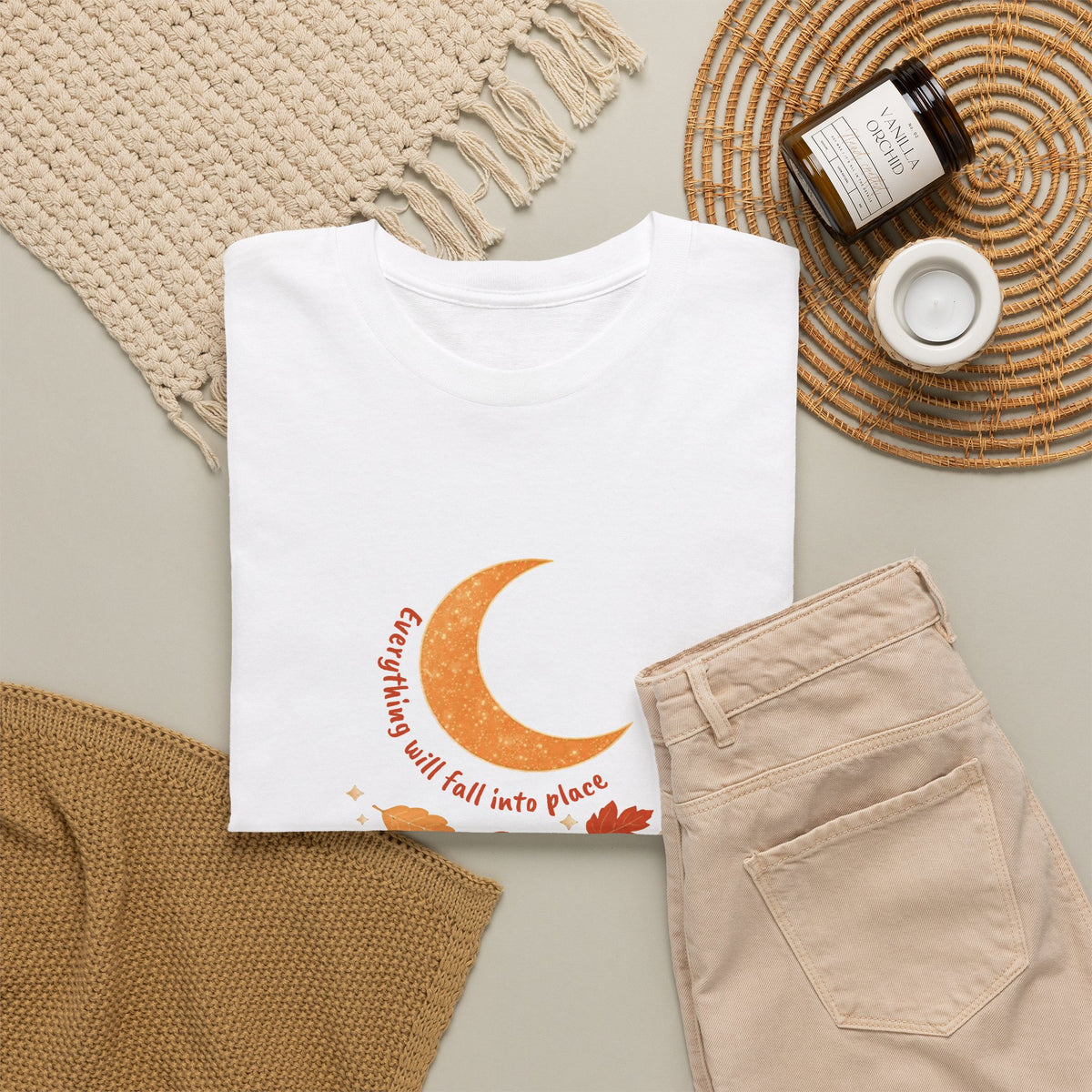 Fall Crescent Moon Graphic Tee — Same Moon Sisters product image