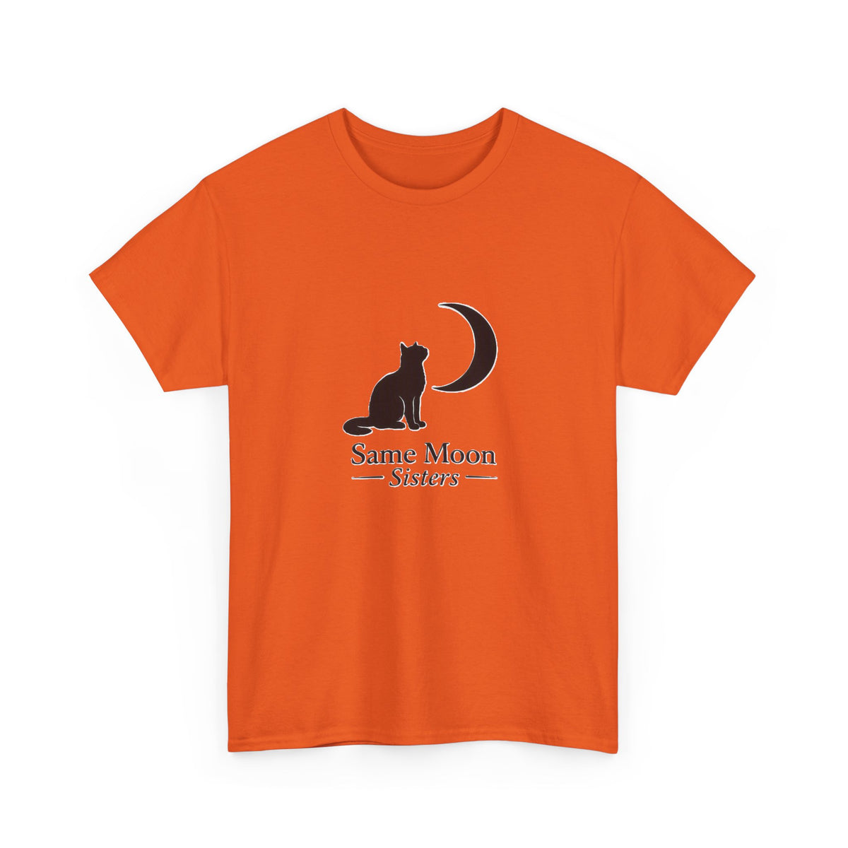 Cat & Crescent Moon Graphic Tee — Same Moon Sisters product photo