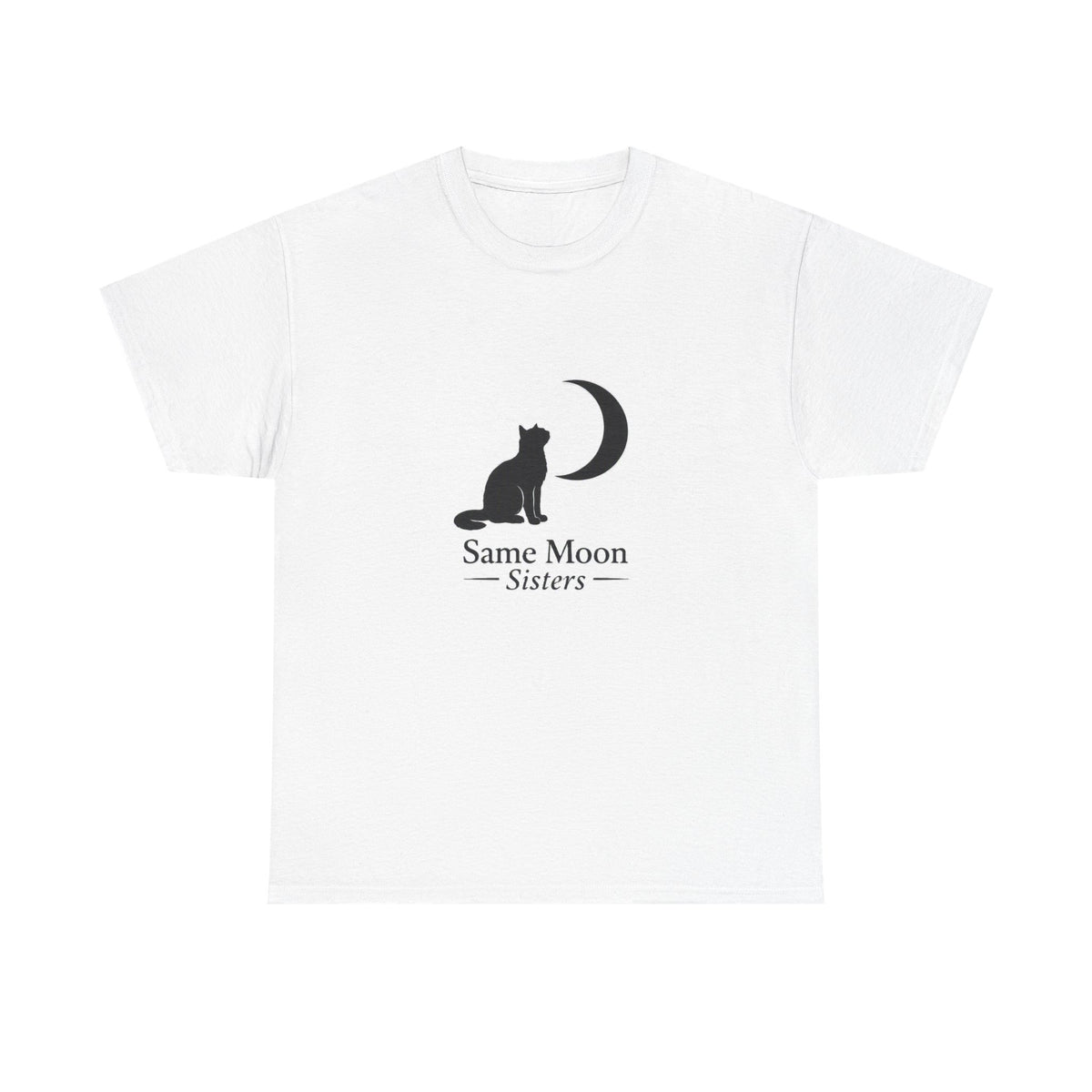 Cat & Crescent Moon Graphic Tee — Same Moon Sisters product photo