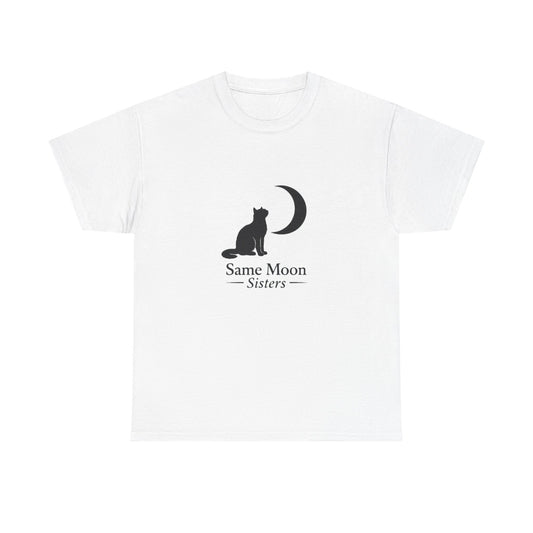 Cat & Crescent Moon Graphic Tee — Same Moon Sisters product photo