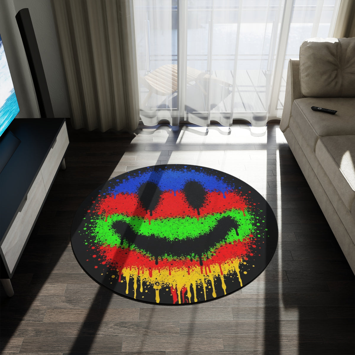 All Smiles — Graffiti Round Rug — Same Moon Sisters product photo