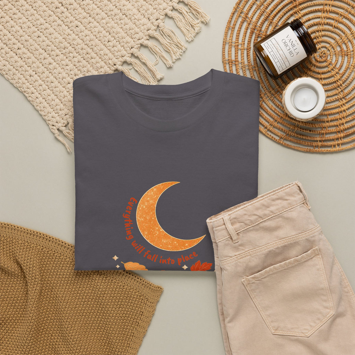 Fall Crescent Moon Graphic Tee — Same Moon Sisters product image
