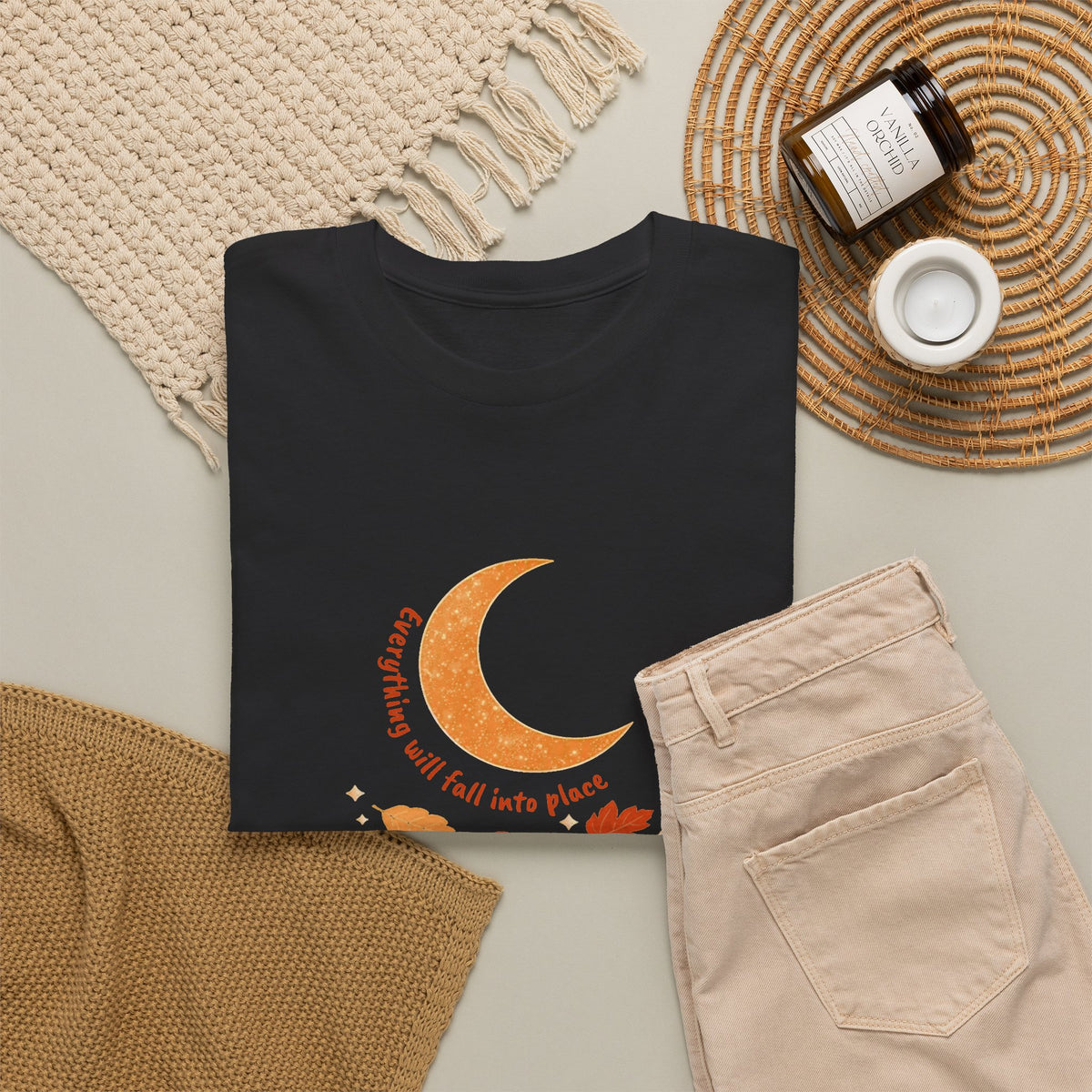Fall Crescent Moon Graphic Tee — Same Moon Sisters product image
