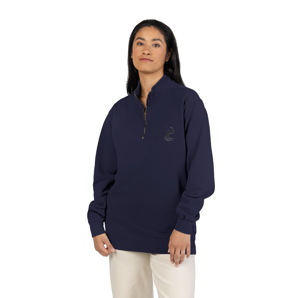Cat & Crescent Moon Quarter-Zip — Same Moon Sisters product image