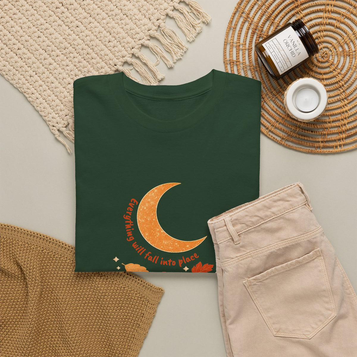Fall Crescent Moon Graphic Tee — Same Moon Sisters product image