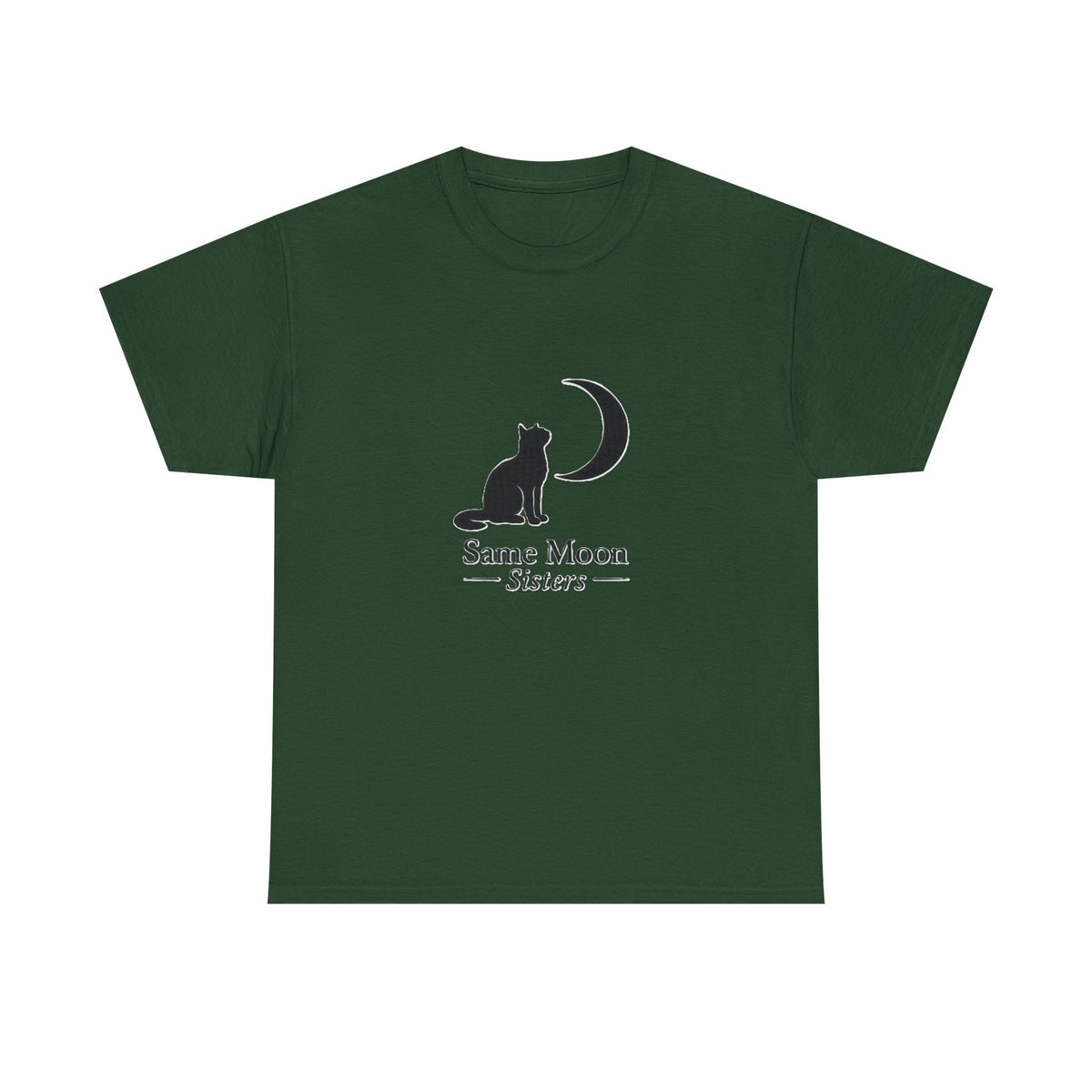 Cat & Crescent Moon Graphic Tee — Same Moon Sisters product image