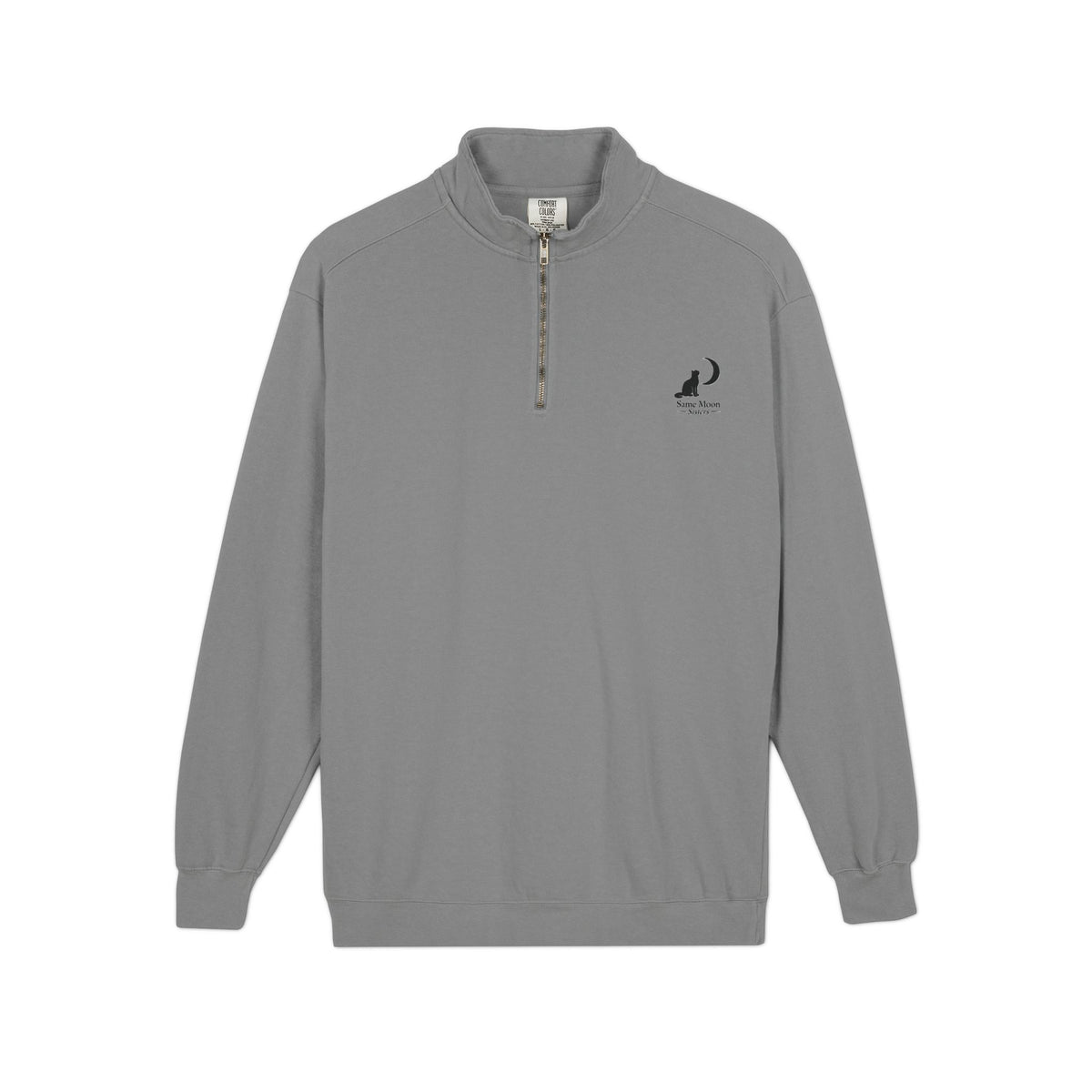 Cat & Crescent Moon Quarter-Zip — Same Moon Sisters product photo