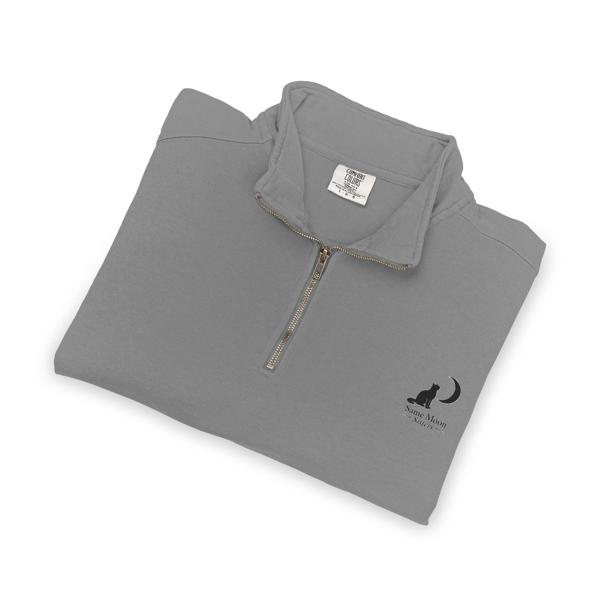 Cat & Crescent Moon Quarter-Zip — Same Moon Sisters product image