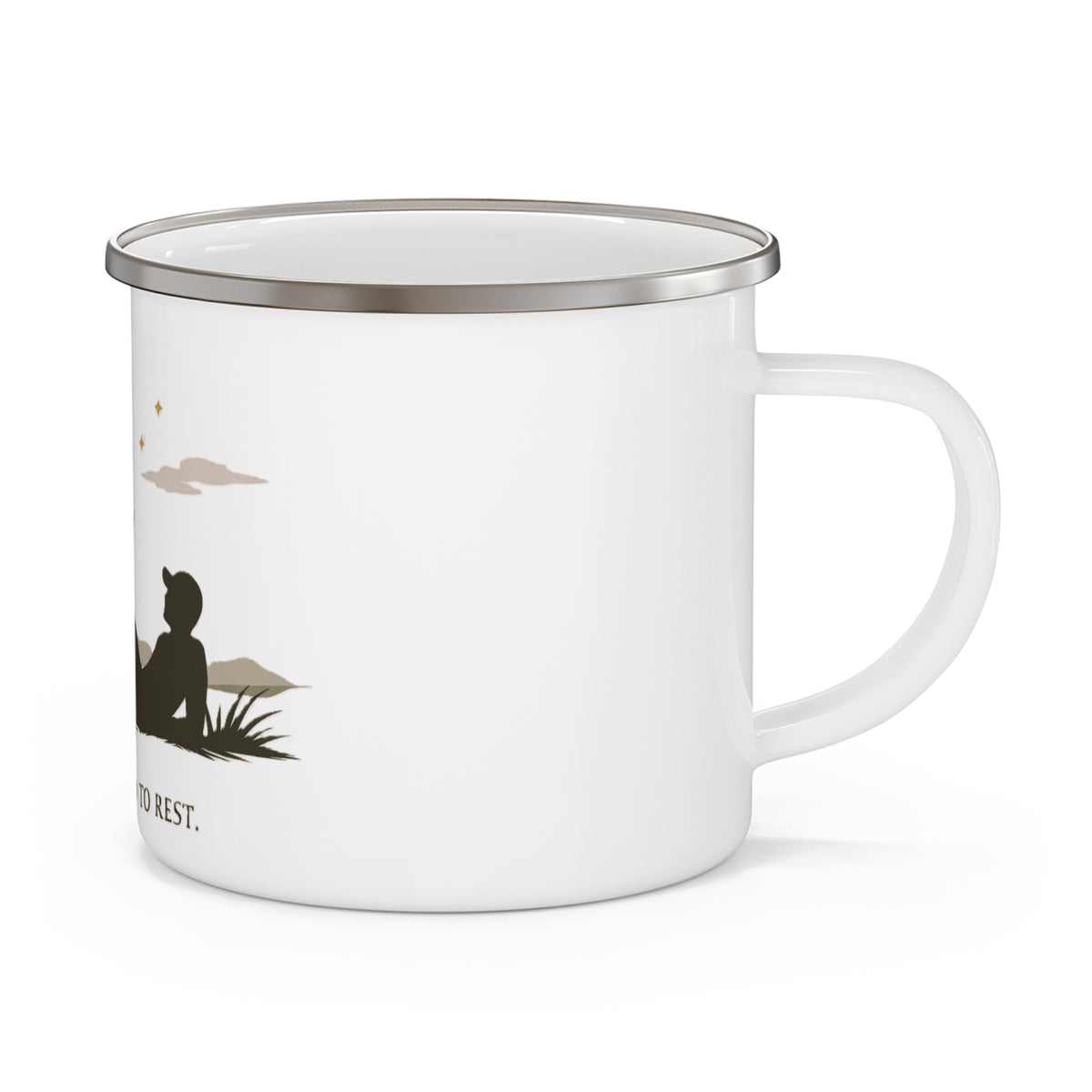 You're Allowed to Rest — Enamel Camping Mug — Same Moon Sisters product photo