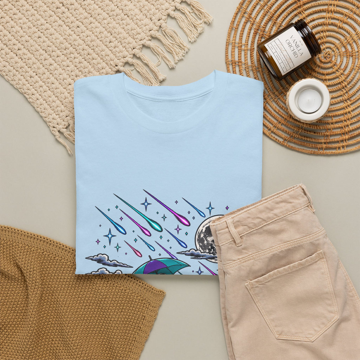 Raining Stars — Celestial Rain Graphic Tee — Same Moon Sisters product image