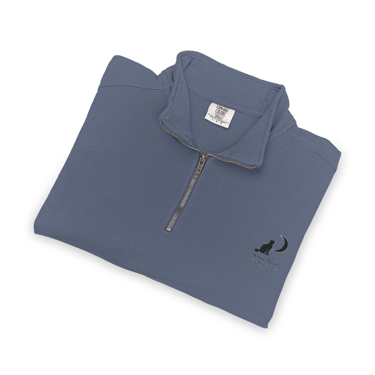 Cat & Crescent Moon Quarter-Zip — Same Moon Sisters product image