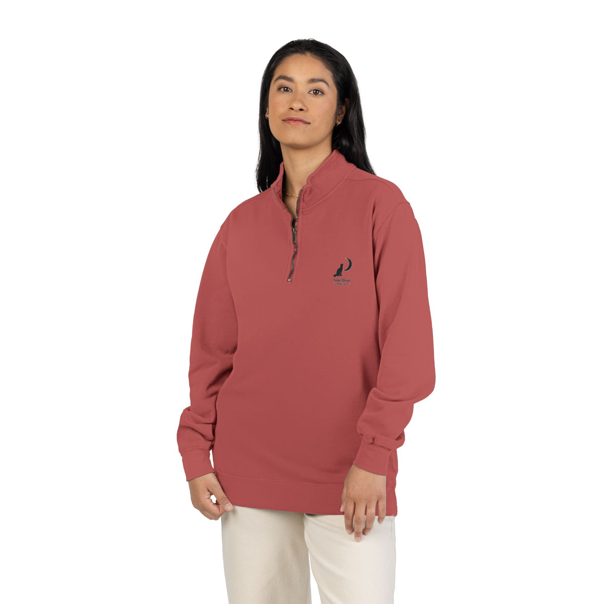 Cat & Crescent Moon Quarter-Zip — Same Moon Sisters product image