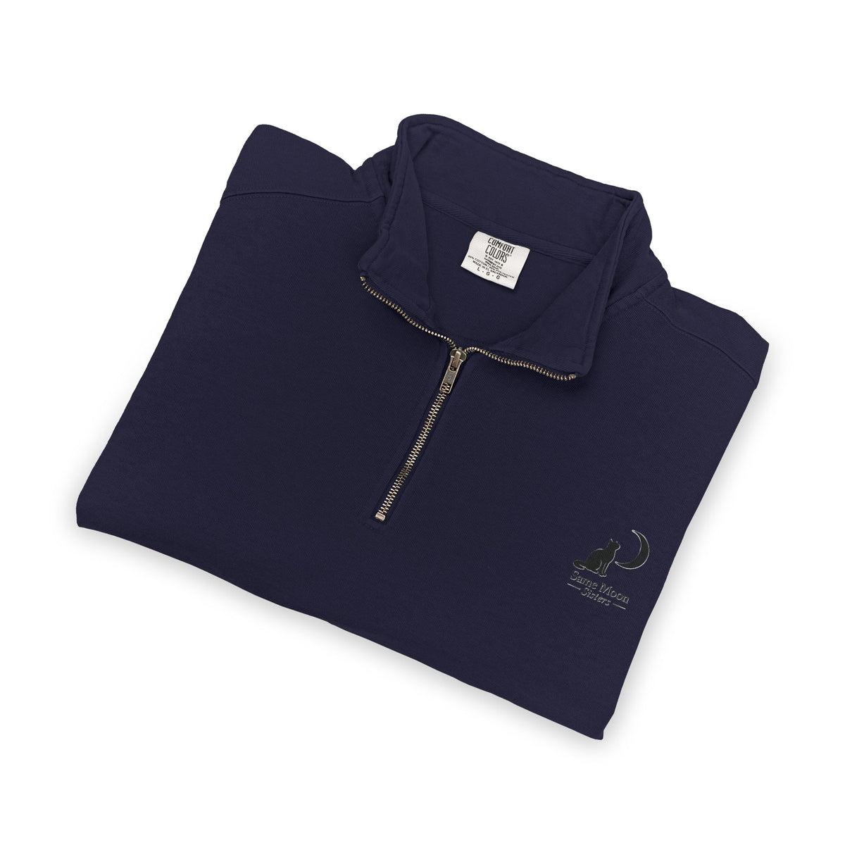 Cat & Crescent Moon Quarter-Zip — Same Moon Sisters product image