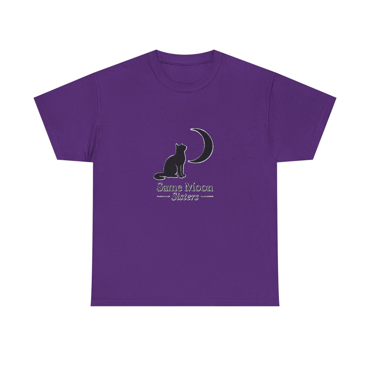 Cat & Crescent Moon Graphic Tee — Same Moon Sisters product image