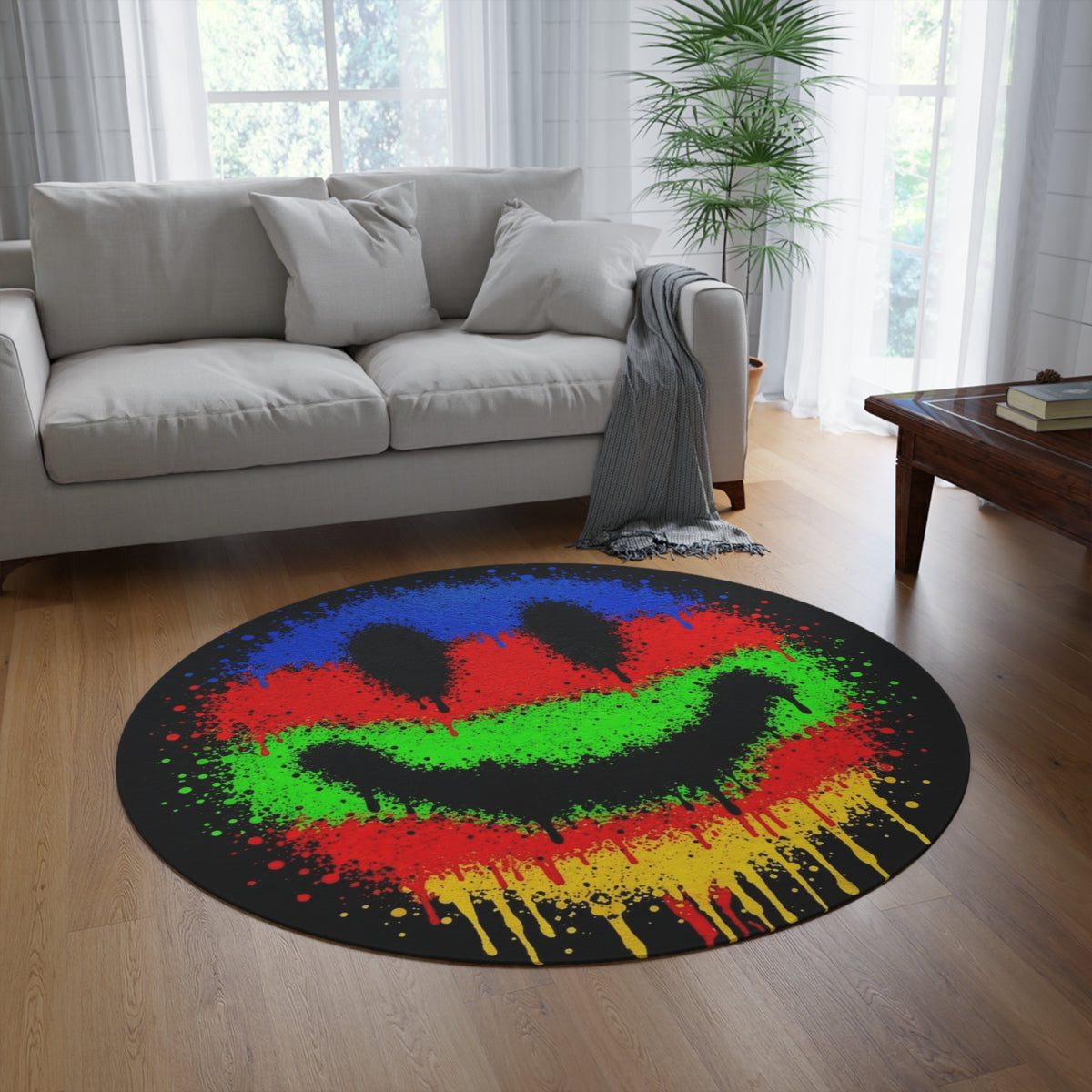 All Smiles — Graffiti Round Rug — Same Moon Sisters product image