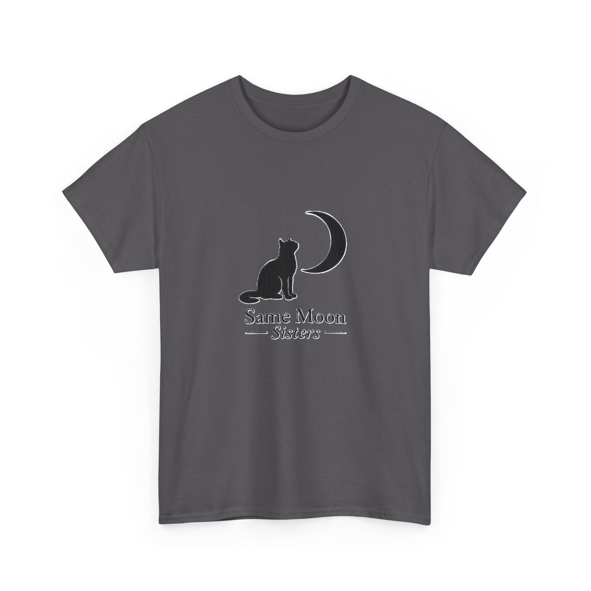 Cat & Crescent Moon Graphic Tee — Same Moon Sisters product image
