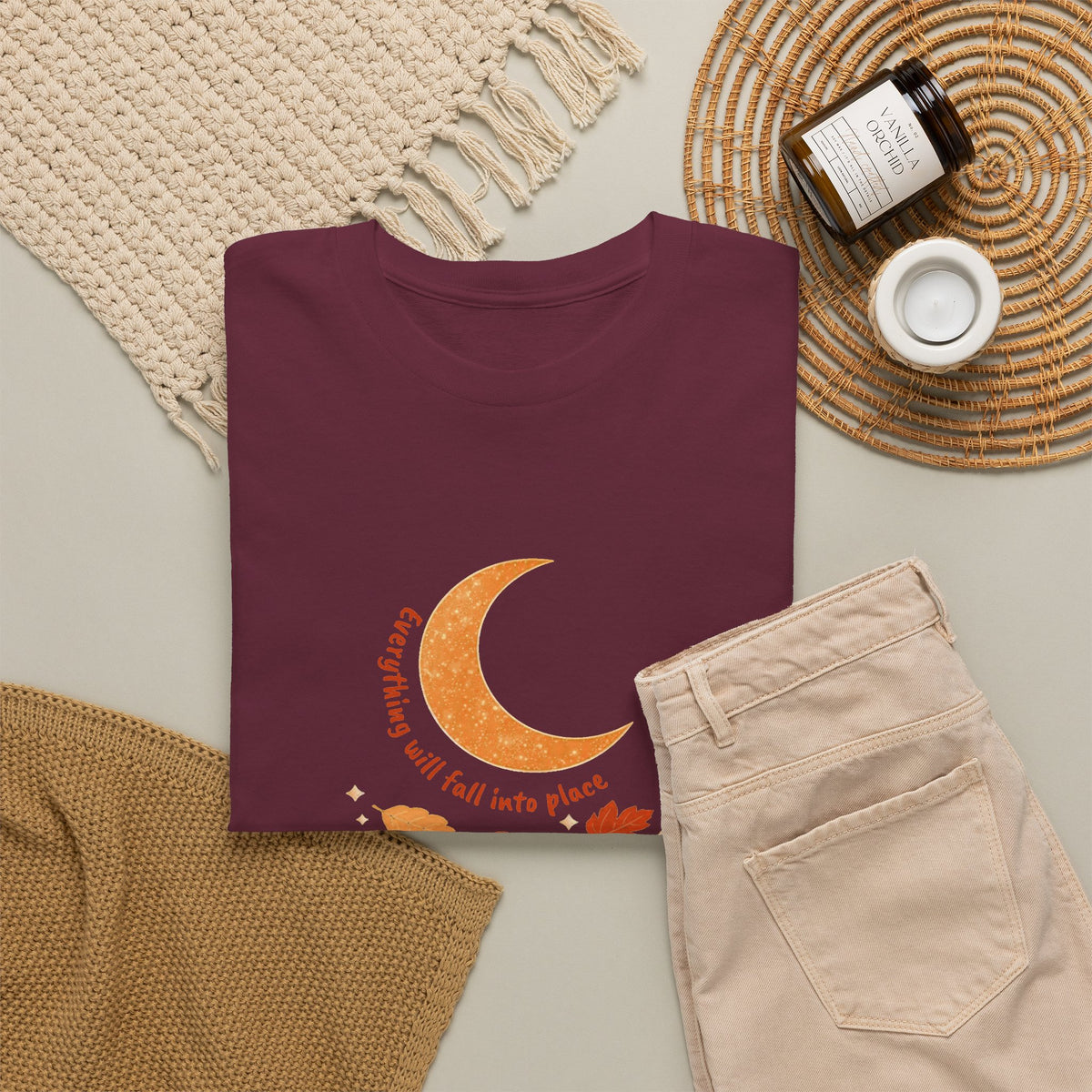 Fall Crescent Moon Graphic Tee — Same Moon Sisters product image