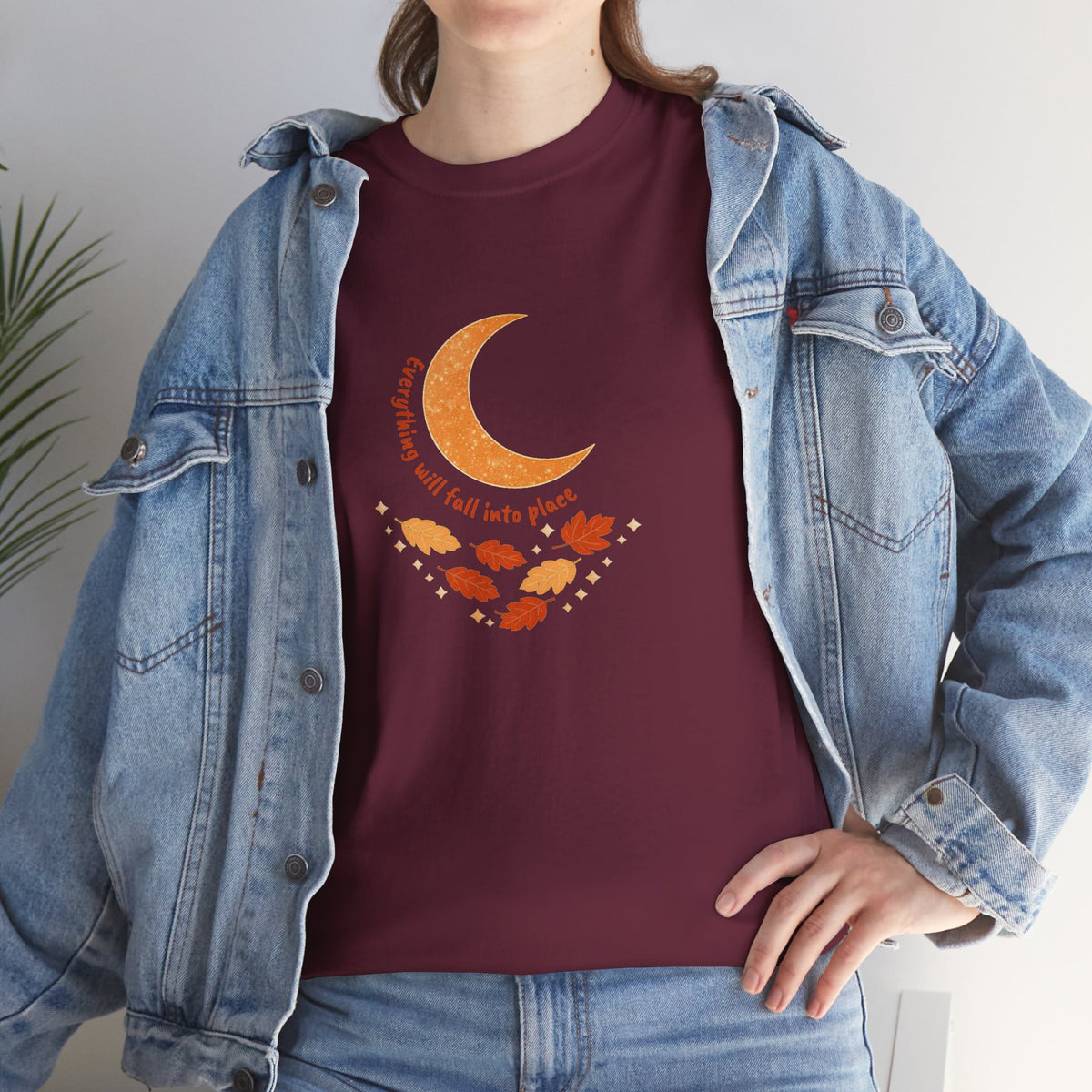 Fall Crescent Moon Graphic Tee — Same Moon Sisters product image