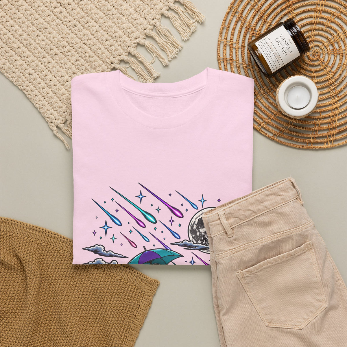 Raining Stars — Celestial Rain Graphic Tee — Same Moon Sisters product image