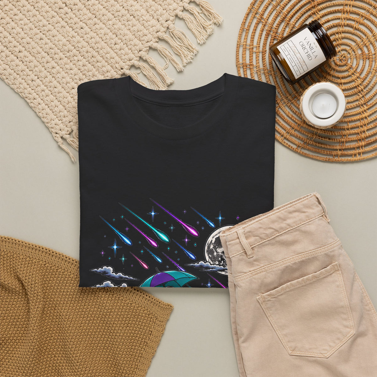 Raining Stars — Celestial Rain Graphic Tee — Same Moon Sisters product image