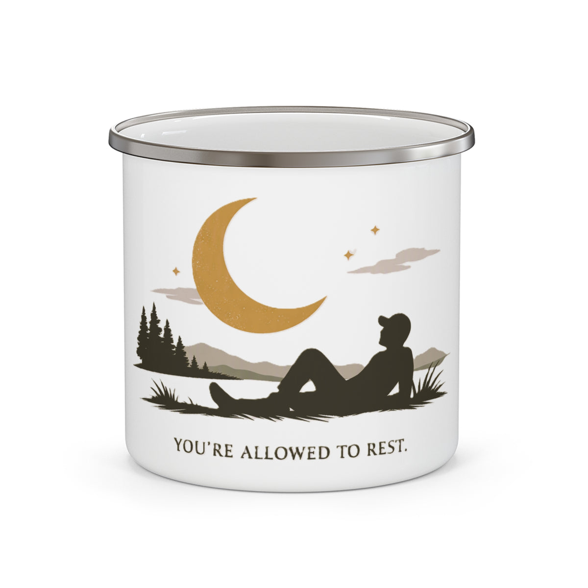 You're Allowed to Rest — Enamel Camping Mug — Same Moon Sisters product image